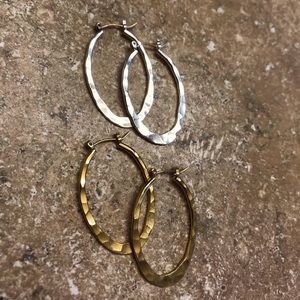 Gold and Silver Hoop Earring Set